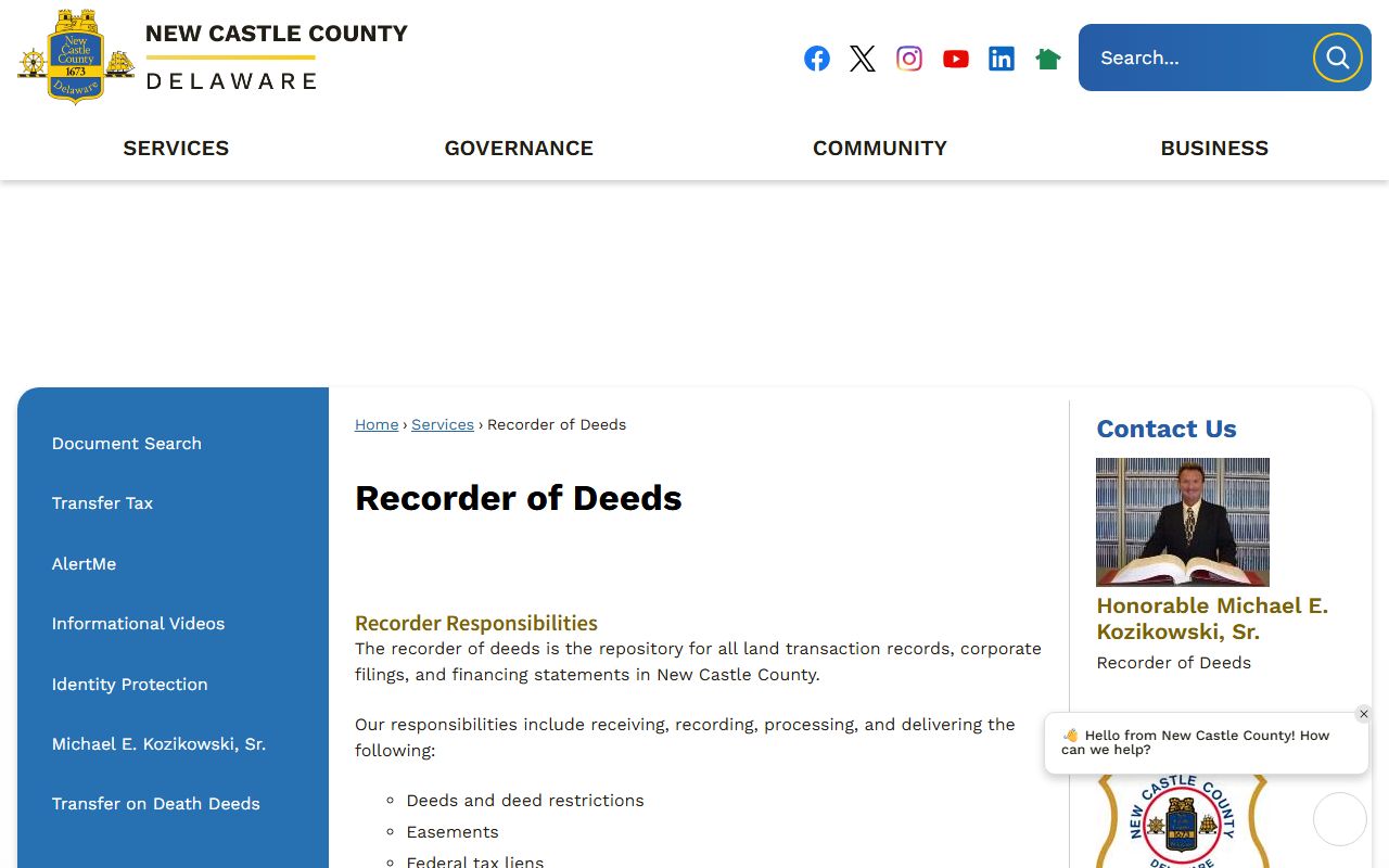 New Castle County Clerk of Court and Recorder of Deeds people search