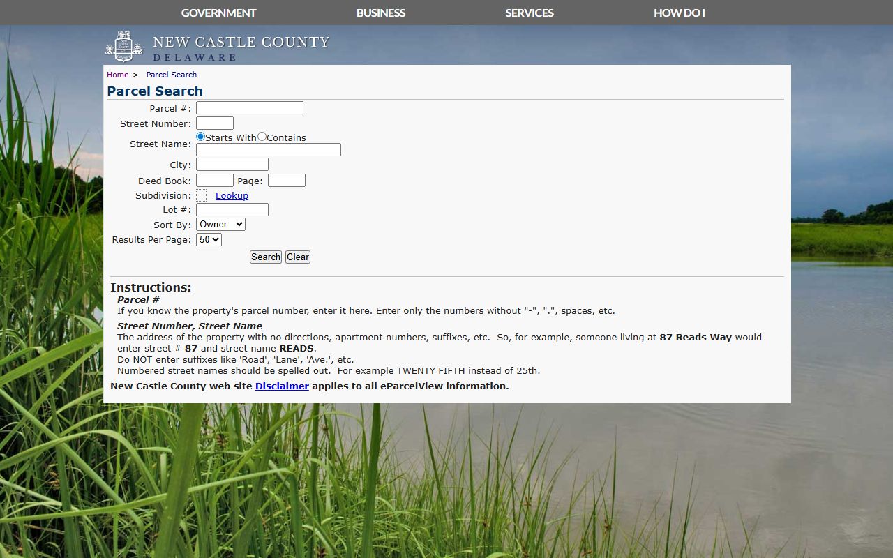 New Castle County property search people search tool
