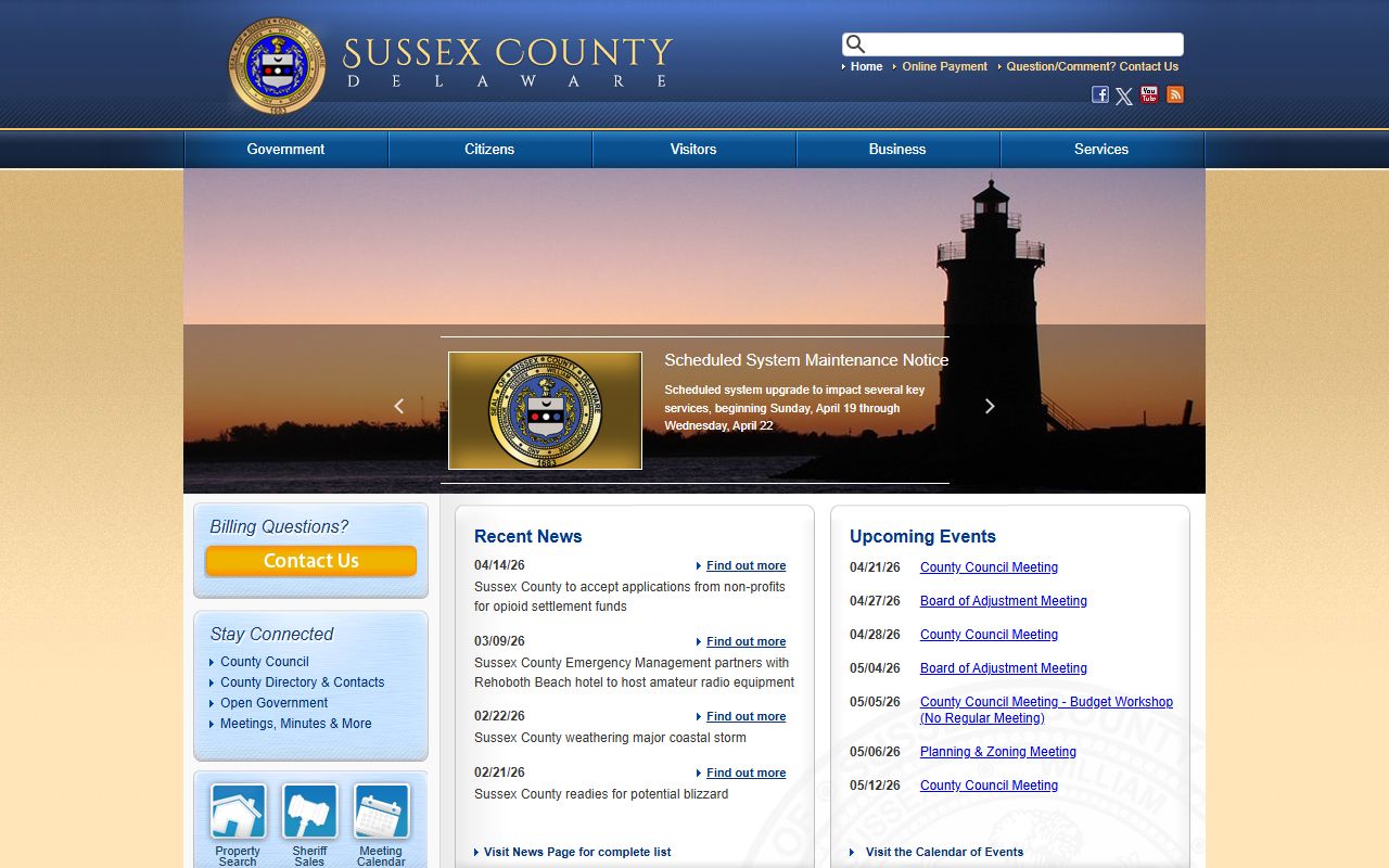 Sussex County government people search home page
