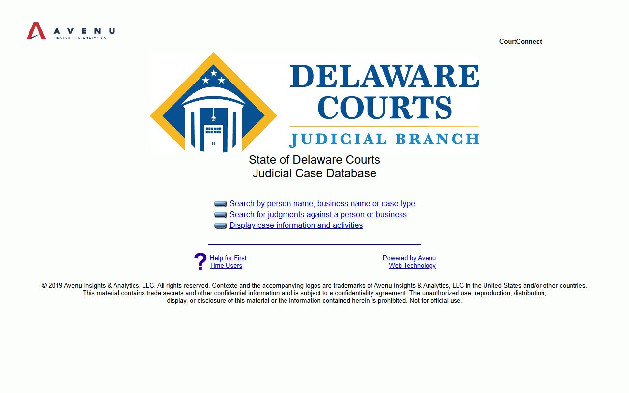Delaware Court Connect people search portal